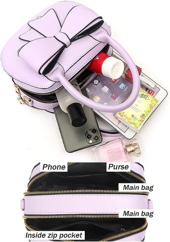 BAG WIZARD Girls Bowknot Handbag Purse Cute Leather Mini Shoulder Bag for Women Top-handle Totes Satchel in Kuwait