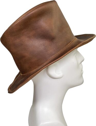 Hide & Play, Leather Mad Hatter Top Hat Handmade from Full Grain Leather - Ideal for Cosplay, Halloween, Performances, Films & Shows in Kuwait