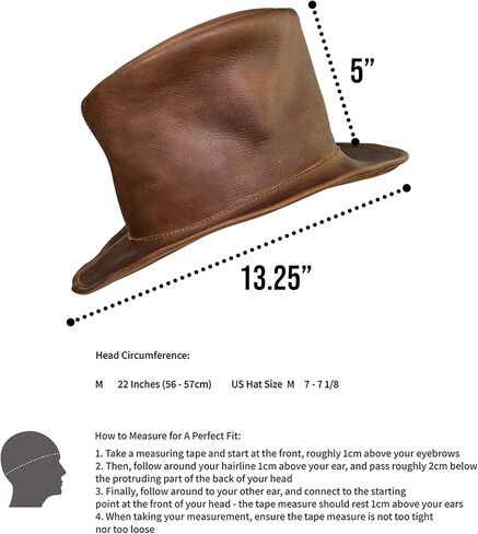 Hide & Play, Leather Mad Hatter Top Hat Handmade from Full Grain Leather - Ideal for Cosplay, Halloween, Performances, Films & Shows in Kuwait