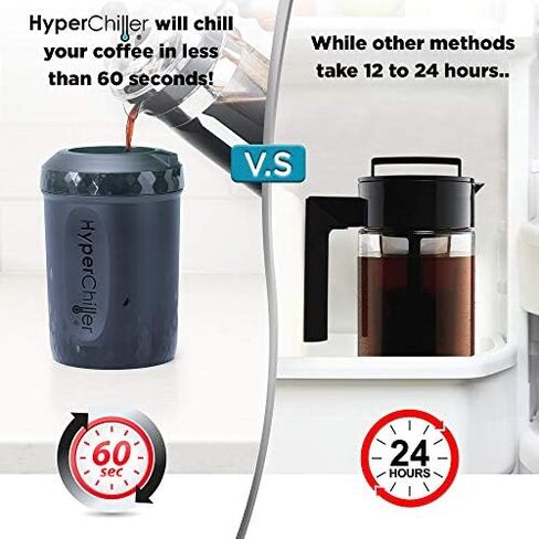 HyperChiller HC2 Patented Iced Coffee/Beverage Cooler, NEW, IMPROVED,STRONGER AND MORE DURABLE! Ready in One Minute, Reusable for Iced Tea, Wine, Spirits, Alcohol, Juice, 12.5 Oz, Black in Saudi Arabia