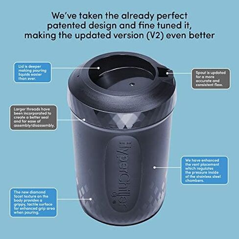 HyperChiller HC2 Patented Iced Coffee/Beverage Cooler, NEW, IMPROVED,STRONGER AND MORE DURABLE! Ready in One Minute, Reusable for Iced Tea, Wine, Spirits, Alcohol, Juice, 12.5 Oz, Black in Saudi Arabia