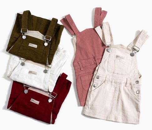 Girls Casual Denim Overalls Stretch Material Dress Button Sleeveless Ajustable Strap Jean Fashion Wear 3-11T in Saudi Arabia
