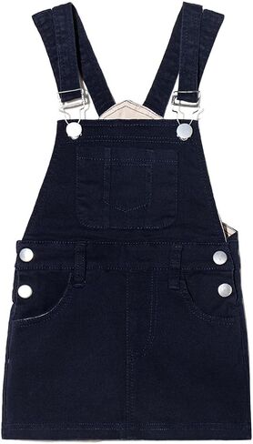 Girls Casual Denim Overalls Stretch Material Dress Button Sleeveless Ajustable Strap Jean Fashion Wear 3-11T in Saudi Arabia