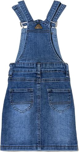 Girls Casual Denim Overalls Stretch Material Dress Button Sleeveless Ajustable Strap Jean Fashion Wear 3-11T in Kuwait