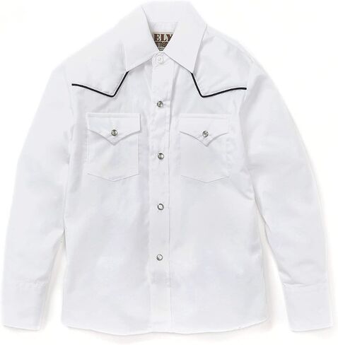 ELY CATTLEMAN Boys' Long Sleeve Solid Western Shirt with Piping in Kuwait