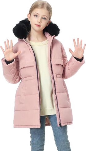 معطف شتوي طويل للفتيات من MOERDENG مقاوم للماء سترة منتفخة دافئة للأطفال in Kuwait