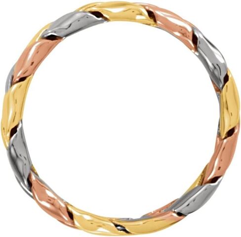 14K White Yellow and Rose Tri Color Gold Woven Wedding Ring Band in Saudi Arabia