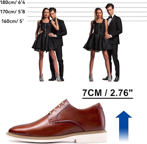 أحذية CHAMARIPA الرجالية ذات الارتفاع المتزايد - أحذية رسمية ذات كعب مخفي بأربطة وكعب مخفي للعمل الرسمي، أحذية ديربي رسمية تجعلك بطول 2.36 بوصة / 2.76 بوصة أو 3.15 بوصة مصنوعة يدويًا in Kuwait
