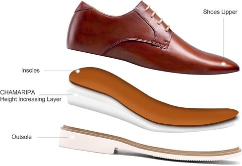 أحذية CHAMARIPA الرجالية ذات الارتفاع المتزايد - أحذية رسمية ذات كعب مخفي بأربطة وكعب مخفي للعمل الرسمي، أحذية ديربي رسمية تجعلك بطول 2.36 بوصة / 2.76 بوصة أو 3.15 بوصة مصنوعة يدويًا in Kuwait