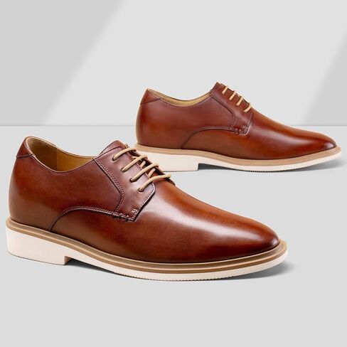 أحذية CHAMARIPA الرجالية ذات الارتفاع المتزايد - أحذية رسمية ذات كعب مخفي بأربطة وكعب مخفي للعمل الرسمي، أحذية ديربي رسمية تجعلك بطول 2.36 بوصة / 2.76 بوصة أو 3.15 بوصة مصنوعة يدويًا in Kuwait