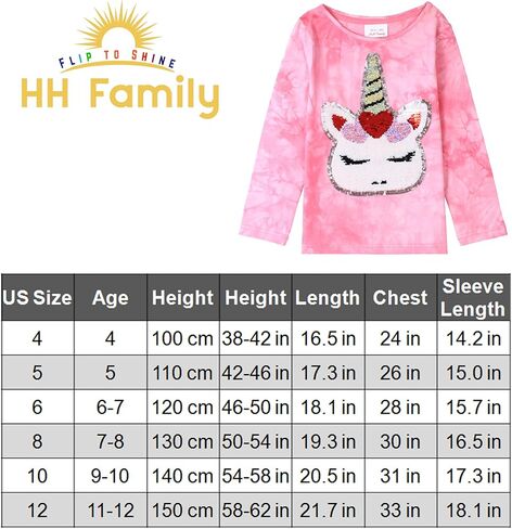 قمصان HH Family لعيد الحب للفتيات ملابس تي شيرت للأطفال على شكل قلب وحيد القرن مزين بالترتر in Kuwait