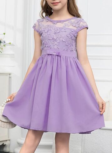 blibean Girls Cotton Elegant Lace Mesh Semi Formal Dress Size 6-15 Years in Saudi Arabia