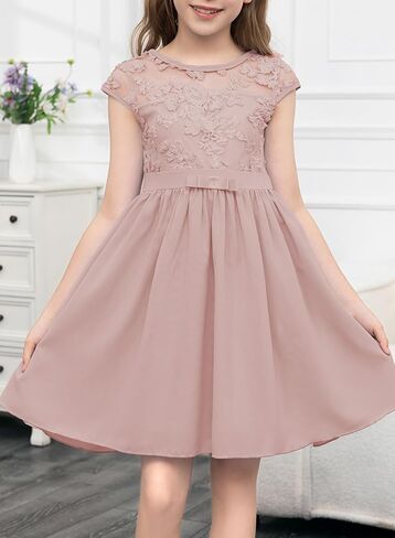 blibean Girls Cotton Elegant Lace Mesh Semi Formal Dress Size 6-15 Years in Saudi Arabia