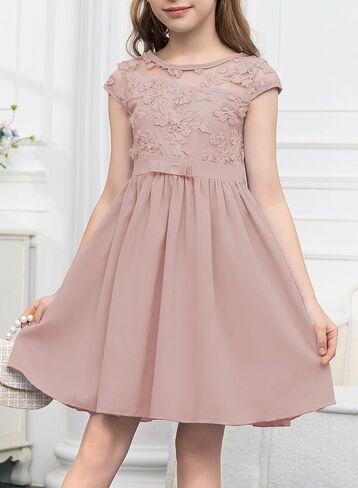 blibean Girls Cotton Elegant Lace Mesh Semi Formal Dress Size 6-15 Years in Saudi Arabia