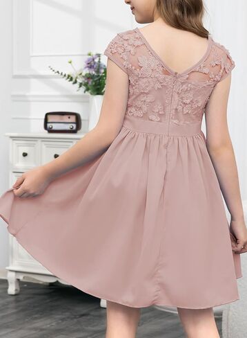 blibean Girls Cotton Elegant Lace Mesh Semi Formal Dress Size 6-15 Years in Saudi Arabia