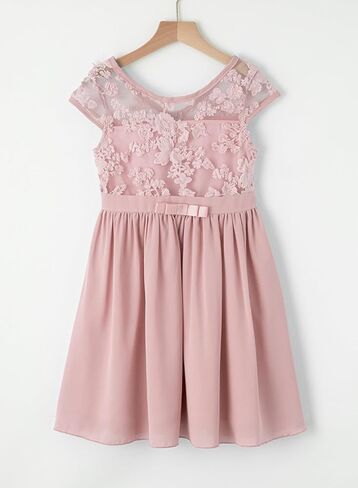 blibean Girls Cotton Elegant Lace Mesh Semi Formal Dress Size 6-15 Years in Saudi Arabia
