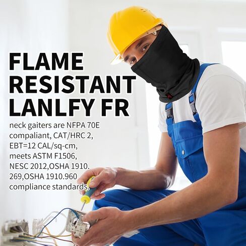 LANLFY FR قناع الوجه للرجال CATHRC2 مقاوم للهب الرقبة الجراب يغطي 100% القطن قوس فلاش لحام درع حامي 12CAL in Kuwait