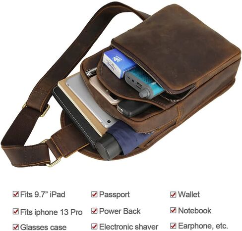 حقيبة صدر بحمالة جلدية عتيقة من TIDING، حقائب كتف كاجوال للرجال in Kuwait