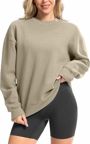 G التدريجي المرأة Crewneck بلوزات المتضخم القطن مزيج الصوف البلوز البلوز للنساء فضفاضة تناسب in Kuwait