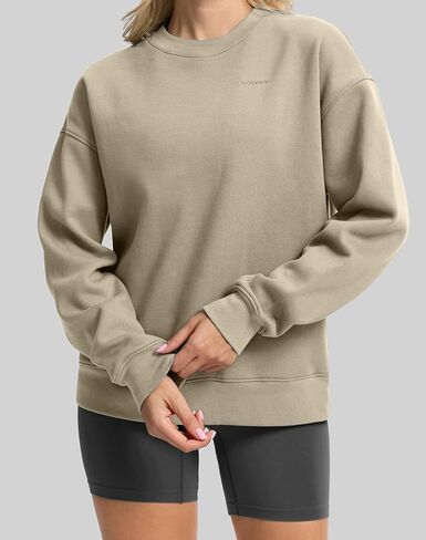 G التدريجي المرأة Crewneck بلوزات المتضخم القطن مزيج الصوف البلوز البلوز للنساء فضفاضة تناسب in Kuwait