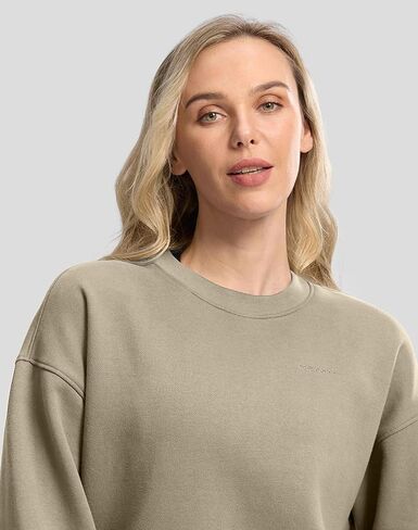 G التدريجي المرأة Crewneck بلوزات المتضخم القطن مزيج الصوف البلوز البلوز للنساء فضفاضة تناسب in Kuwait