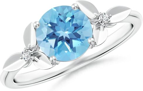 ANGARA Natural Swiss Blue Topaz Solitaire Ring for Women, Girls in 14K Solid Gold/Sterling Silver | December Birthstone Jewelry Gift for Her | Birthday|Wedding|Anniversary|Engagement in Saudi Arabia