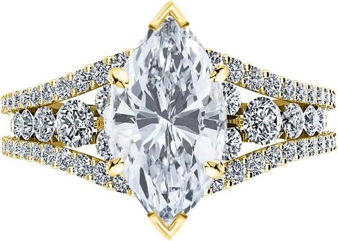 14K White Gold 2.5 Carat LAB GROWN DIAMOND Designer Channel Set Marquise Cut Diamond Engagement Ring (E-F Color VS2-SI1 Clarity 1.5 Ct Center) in Saudi Arabia
