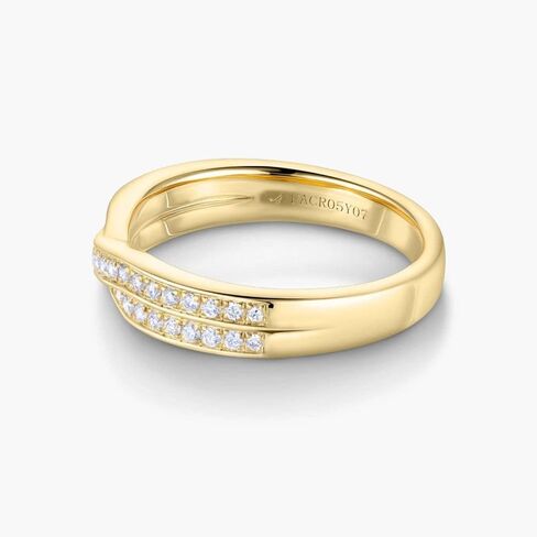 Amourajewels خواتم ألماس حقيقية للنساء، عصابات زفاف ألماس ذهبية ملتوية لها، خواتم ألماس S925 مطلية بالذهب عيار 18 قيراط، خواتم الذكرى السنوية من الذهب الأصفر، حلقات نصف الخلود قابلة للتكديس in Kuwait