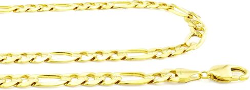 Nuragold 10k الذهب الأصفر 9.5mm سميكة الصلبة فيجارو سلسلة ربط قلادة، مجوهرات رجالي 18 "20" 22 "24" 26 "28" 30" in Saudi Arabia