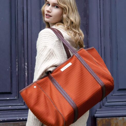 qbag paris Nest Zip, Large, Non-See-Through Shoulder Bag, Tote Lessons, Men's, Women's, Mother's Capacity, Large, Popular, Lightweight, Washable, Casual, Business, A4, Stylish, chocolate in Kuwait
