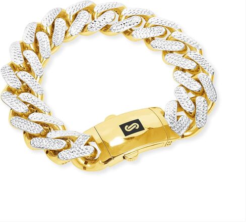 سوار سلسلة ربط من الذهب الأصفر عيار 10 قيراط من Nuragold موناكو ميامي كوبي من الألماس الكوبي 10 قيراط، مشبك صندوق فاخر للرجال 8 بوصة 8.5 بوصة 9 بوصة in Saudi Arabia