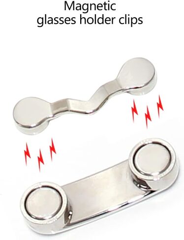 حامل النظارات المغناطيسي من wisamic باللون الأسود قطعتين، بكرة حامل شارة مغناطيسية، حامل نظارات شمسية يحمل علامة الاسم وحامل النظارات، هدايا للأطفال المسنين والمحامين والممرضات والمجموعات المهنية in Kuwait