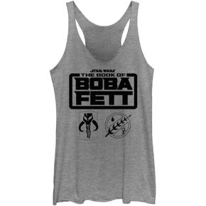 Star Wars Book of Boba Fett Logo Symbols Stack Juniors Tri Blend Tank, Gray Heather, XX-Large in Saudi Arabia