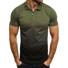 utcoco Mens Summer Short Sleeve T-Shirt Casual Relaxed Fit Gradient Polo Shirts for Men in Kuwait