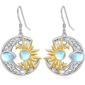 AOBOCO 925 Sterling Silver Sun and Moon Star Earrings Birthday Christmas Valentines Day Mothers Day Jewelry Gift for Women Girls Mom