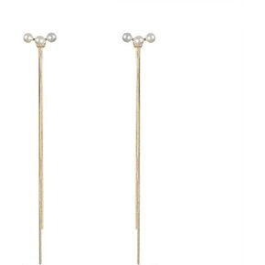QzxEqz Pearl Earrings Gold Long Tassel Dangle Earrings Threader Drop Earrings for Women Girls Jewelry Gifts