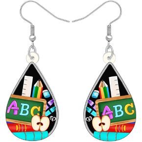 NEWEI Fun Teacher Earrings Back to School Dangle Science Book Apple Jewelry for Women Girls Kids Crayon Pencil Charms in Kuwait