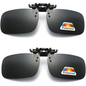 Junsika Polarized Clip On Sunglasses for Prescription Glasses Men Women Flip Up Rimless Black Sunglasses UV400 Protection in Kuwait