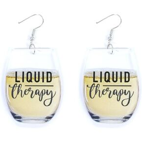 Azusa Sun Wine Glass Earrings for Women Girls Alphabet Little Bee Whiskey Beer Earrings Transparent Acrylic Earrings Creative Party Jewelry