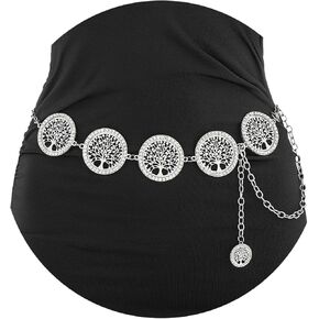 أحزمة سلسلة من حجر الراين Navoky للنساء سلسلة شجرة الحياة لفستان الجينز المعدني وسلسلة الخصر وإكسسوارات المجوهرات in Kuwait