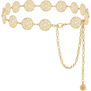 أحزمة سلسلة Suyi للنساء حزام سلسلة منحوت مخرم وسلسلة خصر معدنية مجوفة للفستان in Kuwait