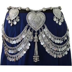 التصميم الأصلي من إنديستوب - حزام ربط للعملة القبلية الأمريكية للرقص - تنورة زي الرقص تنورة الورك وشاح التفاف الخصر المجوهرات الزخرفية - اكسسوارات أزياء المرأة البوهيمية Gypsy Hippie Boho in Kuwait