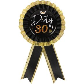 دبابيس شارة عيد الميلاد 30 من نسيج الساتان القذرة ، للنساء وردة عيد الميلاد 30 - شارات عيد الميلاد بروش - شريط جائزة عيد الميلاد الثلاثين - أسود وذهبي in Kuwait