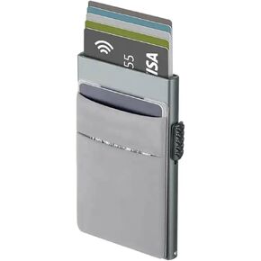 Lufanc Wallet - Slim Metal RFID Blocking Credit Card Holder for Men - Minimalist Pop Up Cards Wallet - Credit Card Wallet with Money Pocket Metal Card Case (Black) in Saudi Arabia