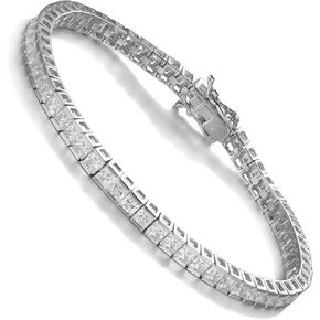 SHKA 925 الفضة الاسترليني الأميرة ساحة قطع سوار التنس 18K سوار المرأة تشيكوسلوفاكيا أساور سوار الزفاف مع 3x3mm إثارة مكعب زركونيا الحجر in Kuwait