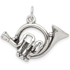 FB JEWELS Solid 925 Sterling Silver Antiqued French Horn Charm in Saudi Arabia