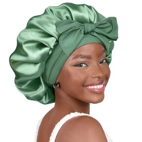 YANIBEST Satin Bonnet Silk Bonnet for Sleeping Double Layer Satin Lined Hair Bonnet with Tie Band Bonnets for Women Natural Curly Hair