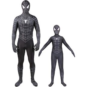 Halloween Mens Superhero Costume Cosplay Boys Black Suit Zentai Onesie Jumpsuit Dress Up Spandex for Kids Adult in Saudi Arabia