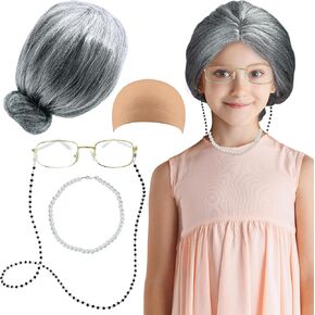 4E's Novelty Old Lady Costume for Kids - for 100 Day of School Grandma Costume for Girls, Accessory for Toddlers 3-10 in Saudi Arabia