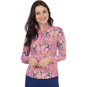 IBKUL Athleisure Wear واقي من الشمس UPF 50+ Icefil Cooling Tech Marissa طباعة كم طويل رقبة وهمية - 10656 in Kuwait